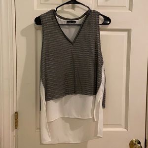 Zara knit and chiffon tunic top